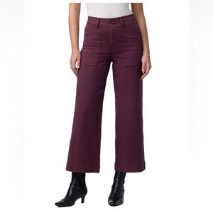 Joe’s Jeans Wide Leg Crop Wine Burgundy Red Denim